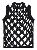 Black Comme Des Garçons open-knit long-sleeve top