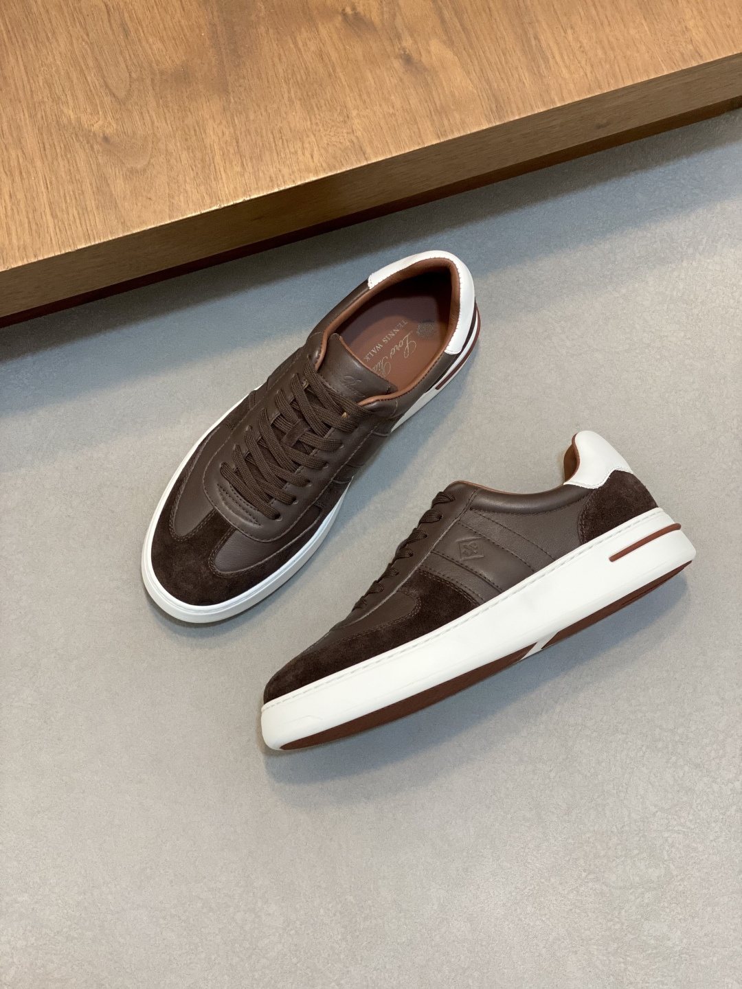 Loro Piana Men's Low-Top Sneakers - Layered Side Panels And Textured Detailing